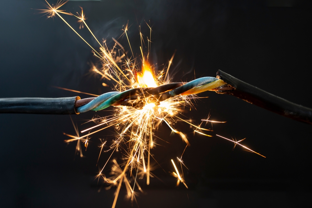 short circuit, sparks on wiring