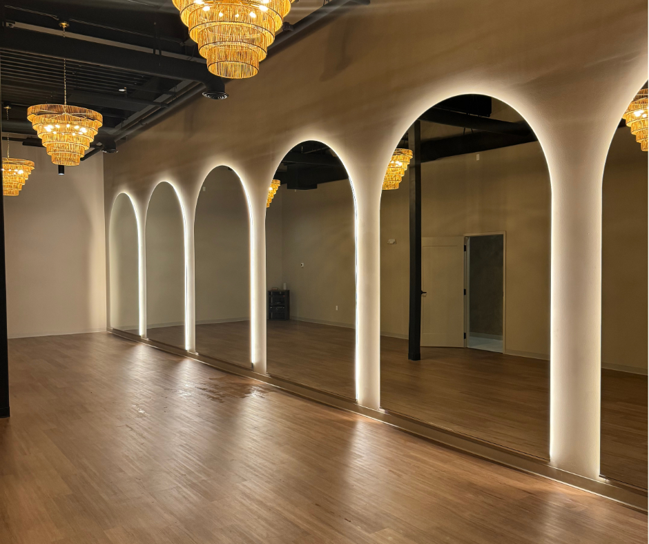 Interior lighting behind mirrors in studio