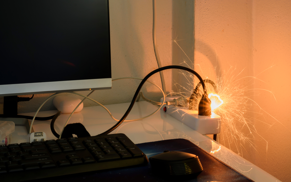 short circuit occurring next to laptop